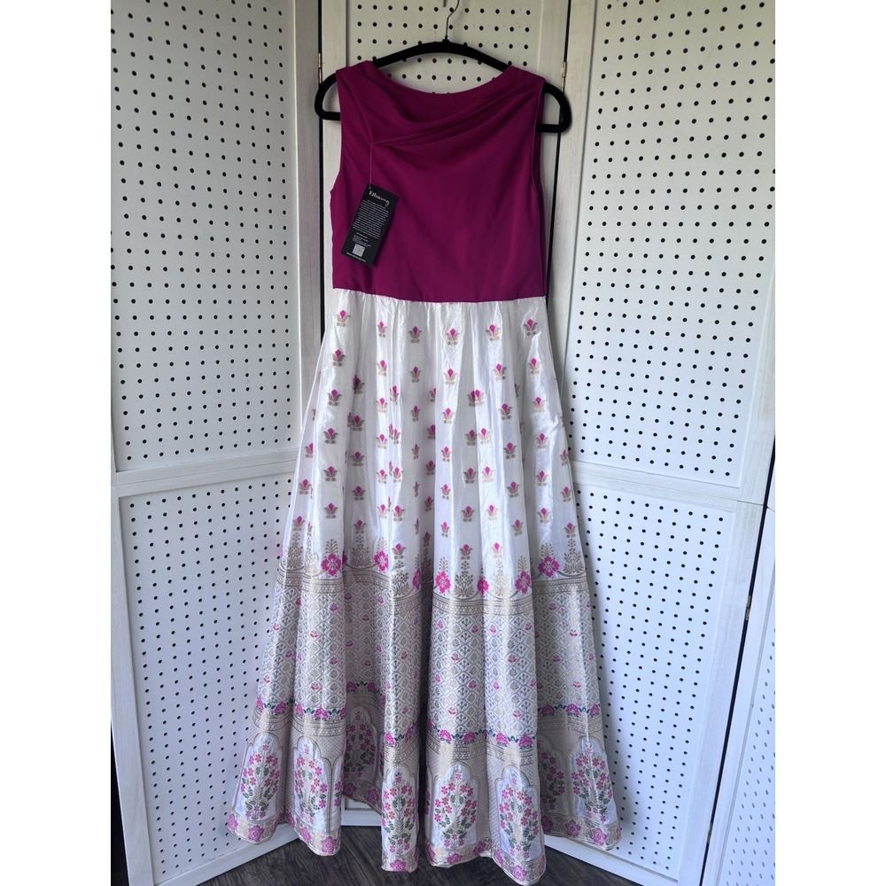 Ethnovog Maxi Dress Pink Georgette Kali Gown‎ 34" Bust 30" Waist Womens